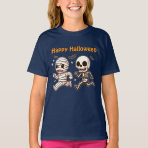Camiseta Mummy en ejecución y esqueleto - Dúo de Halloween