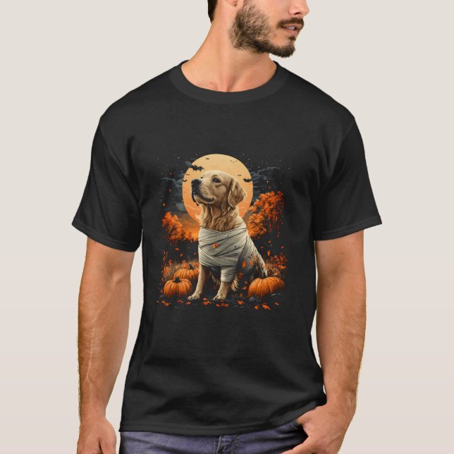 Camiseta Mummy Golden Retriever Pumpkin Scary Halloween per (Anverso)
