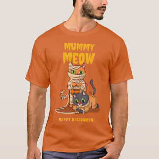 Camiseta Mummy Meow Halloween Gato Divertido Espeluznante F