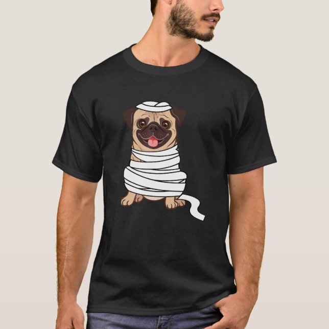 Camiseta Mummy Pug Cute Dog Halloween Costume Pug O Ween (Anverso)