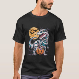 Camiseta Mummy T-Rex Halloween Dinosaur Trick or Treat Moon