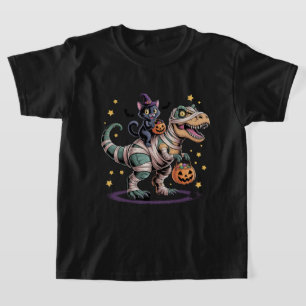 Camiseta Mummy T-Rex, muñeco de gato de bruja - Dino de Hal