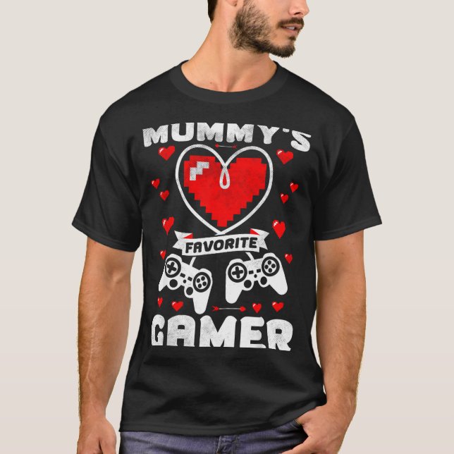 Camiseta Mummy's Favorite Gamer Funny Boys Kids Valentine's (Anverso)