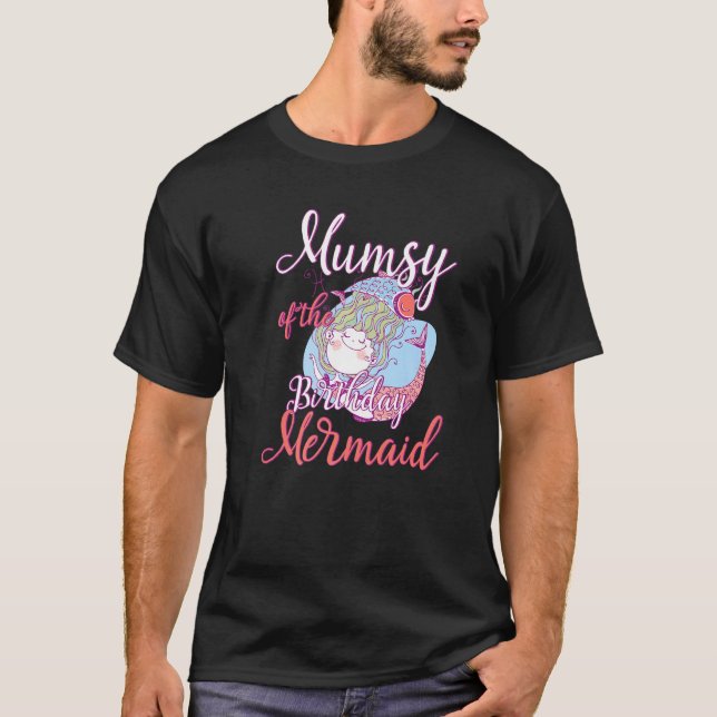 Camiseta Mumsy de la hija de la sirena cumpleaños, Chica B (Anverso)