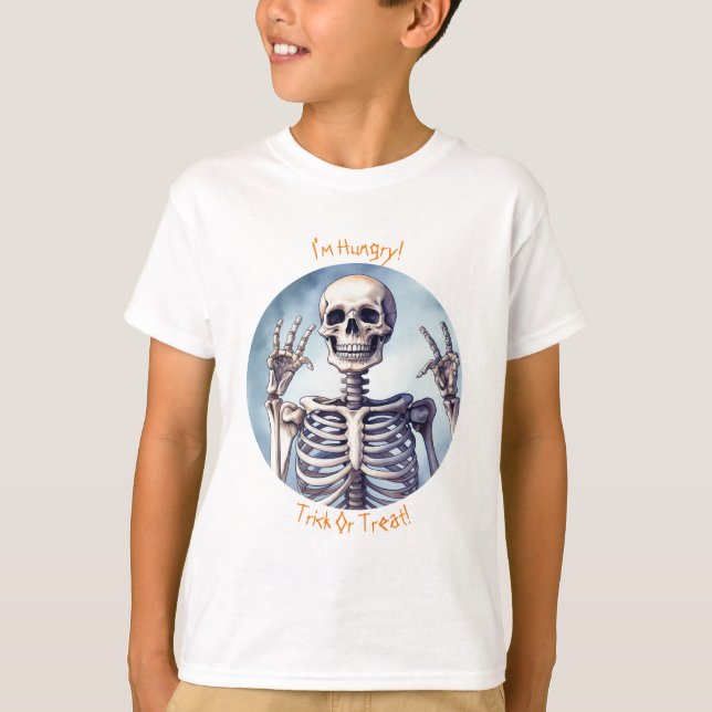 Camiseta ¡Munchin' Skeleton Halloween Tee para los niños! (Anverso)