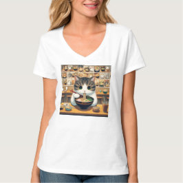 Camiseta Munchkin Cat Comiendo Ramen