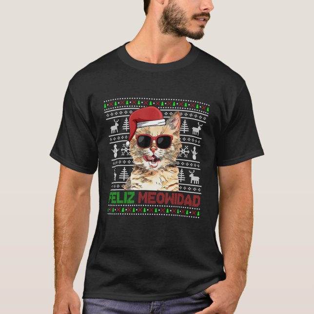 Camiseta Munchkin Cat Feliz Meowidad Funny Navidades (Anverso)