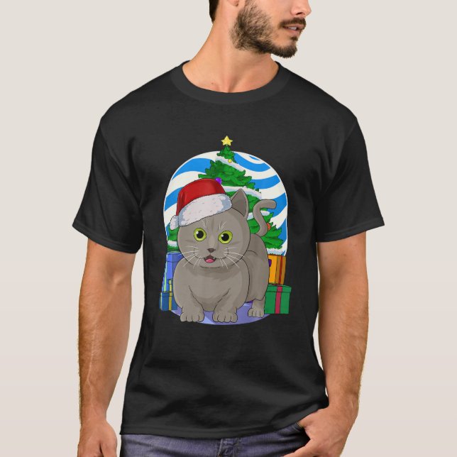 Camiseta Munchkin Cat Graciosa Santa Decoración de árbol de (Anverso)