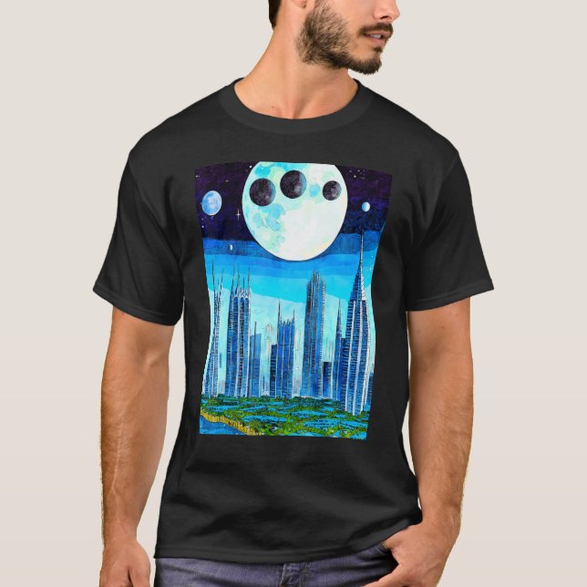 Camiseta Mundo del Espacio Ultraterrestre Muchas lunas Rasp (Anverso)