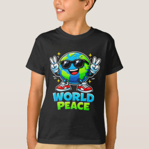 Camiseta Mundo divertido y lindo de paz que difunde amabili