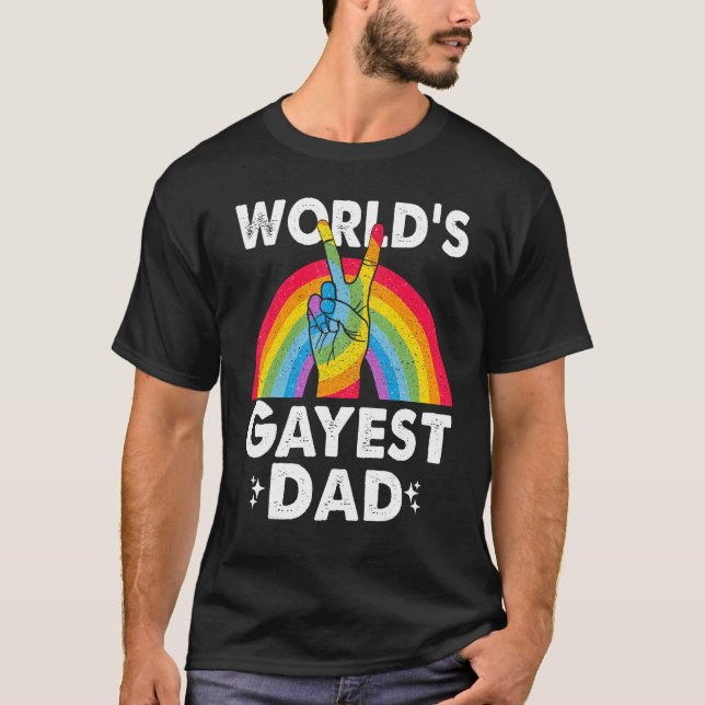 Camiseta Mundo Gayest Dad Orgulloso de papá Mes del Orgullo (Anverso)