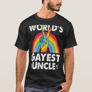 Camiseta Mundo Gayest Uncle Orgulloso Papa Gay Pride Mes Ra