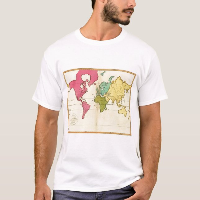 Camiseta Mundo llano del mapa (Anverso)