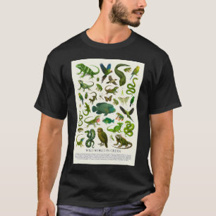 Camiseta Mundo Salvaje en Ilustración Retro Verde Carta de 