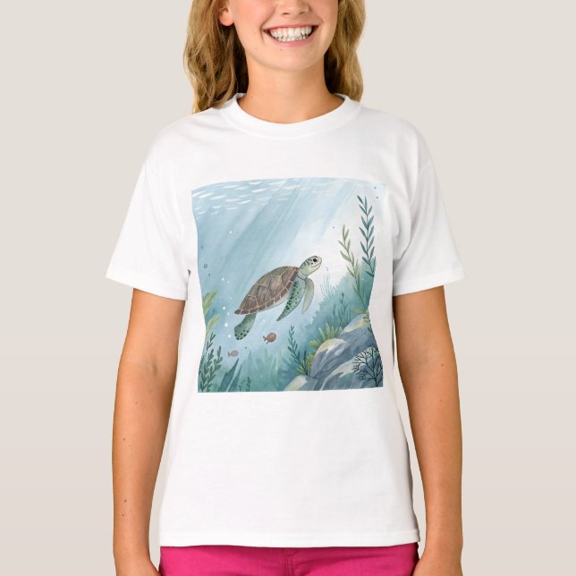 Camiseta Mundo submarino con tortuga (Anverso)