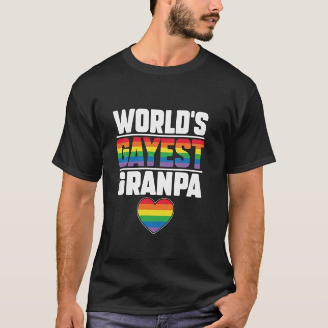 Camiseta Mundos Gayest Abuelo Gracioso Orgullo Gay Abuelo L (Anverso)