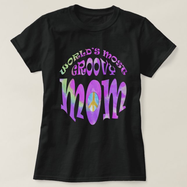 Camiseta Mundos más Groovy Mamá Pastel (Diseño del anverso)