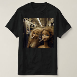 Camiseta Muñeca Afligida Fumando Muñeca Divertida Cara Meme