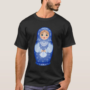 Camiseta Muñeca azul de nidificación rusa Matryoshka