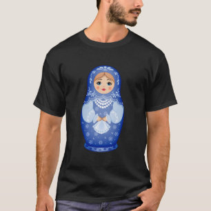 Camiseta Muñeca azul de nidificación rusa Matryoshka