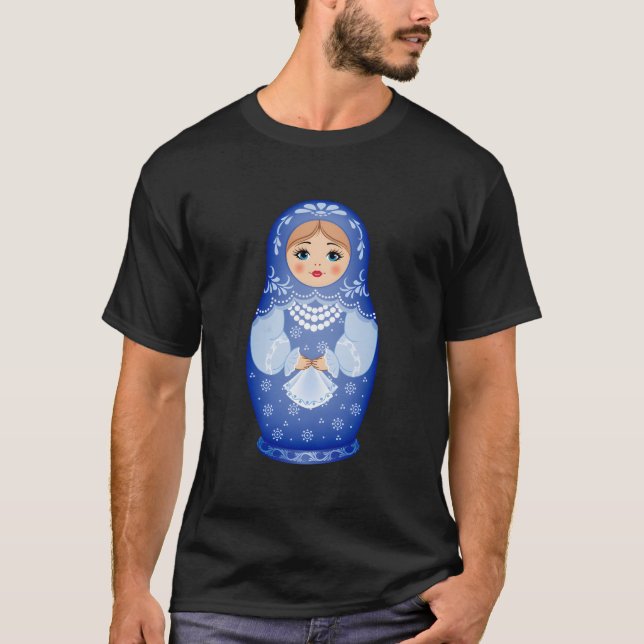 Camiseta Muñeca azul de nidificación rusa Matryoshka (Anverso)