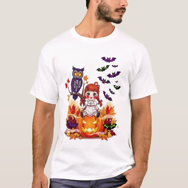 Camiseta Muñeca Búho de Halloween Adorable (Anverso)