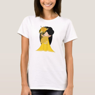 Camiseta Muñeca de Kokeshi de la armonía en mezclas de la