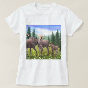 Camiseta Muñeca de las señoras de la familia de los alces