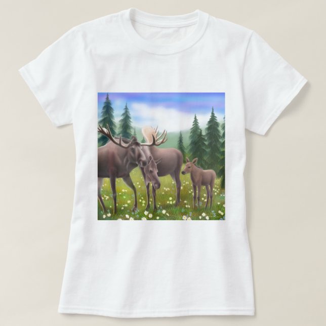 Camiseta Muñeca de las señoras de la familia de los alces (Diseño del anverso)