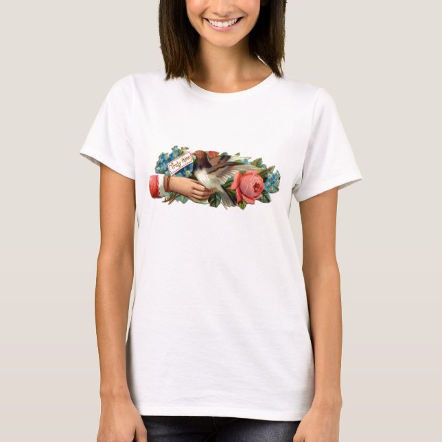 Camiseta Muñeca de las señoras de la flor y del pájaro (Anverso)