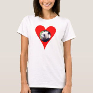 Camiseta muñeca de las señoras de las pandas del corazón