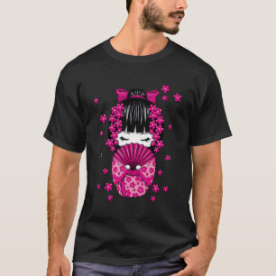 Camiseta Muñeca Kawaii Kokeshi con flores de cerezo japones
