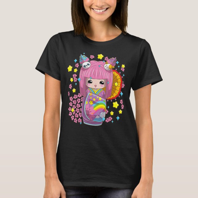 Camiseta Muñeca kokeshi kimono japonesa (Anverso)
