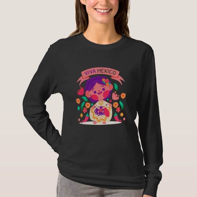 Camiseta Muñeca Mexicana Lele ¡Que viva México! (Anverso)