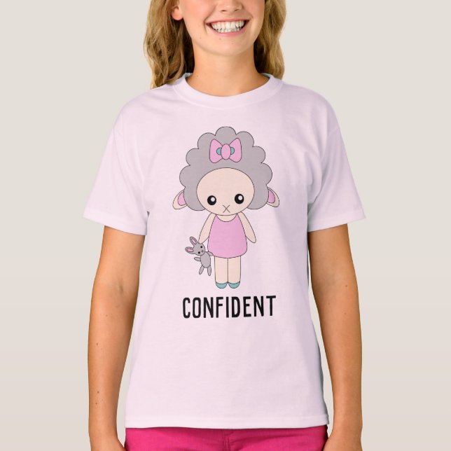 Camiseta Muñeca segura feliz de oveja (Anverso)