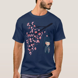 Camiseta Muñeca Usaburo Kokeshi y cerezo japonés Sakura Che