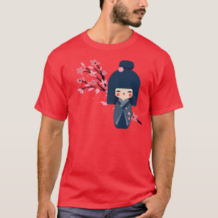 Camiseta Muñeca Usaburo Kokeshi y cerezo japonés Sakura Che