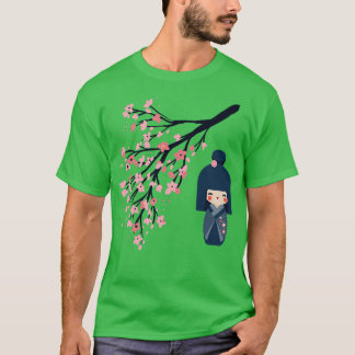 Camiseta Muñeca Usaburo Kokeshi y cerezo japonés Sakura Che