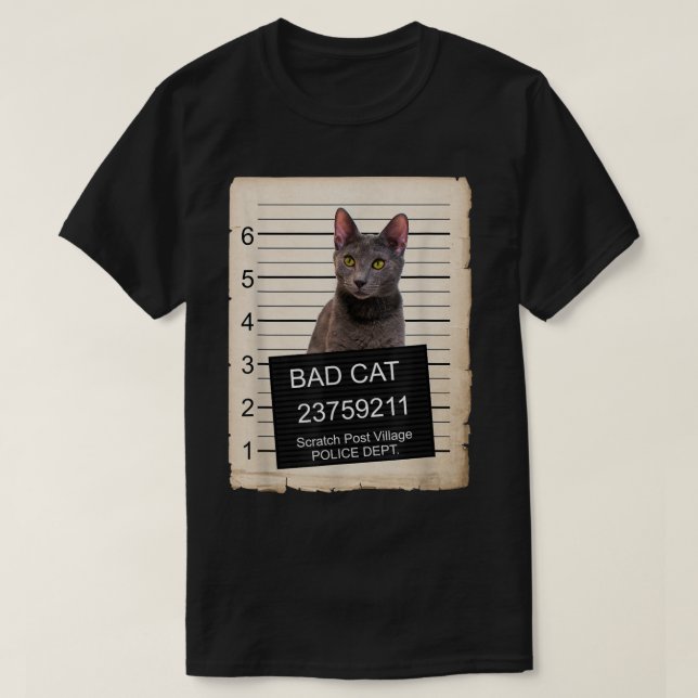 Camiseta Muñecas de gatito azul rusas disparan a gato malo (Diseño del anverso)