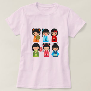 Camiseta Muñecas japonesas cute kokeshi