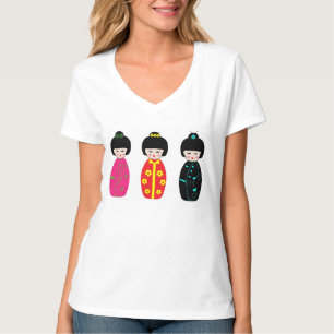 Camiseta Muñecas tradicionales del geisha de Kokeshi del