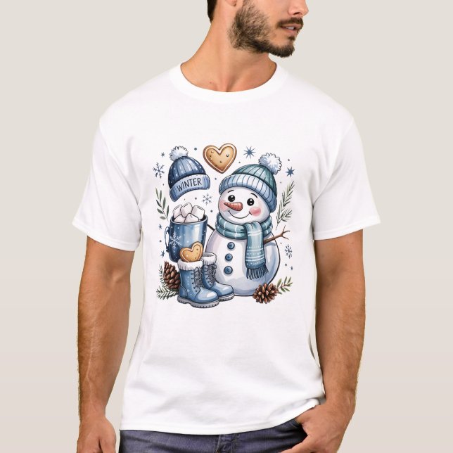 Camiseta Muñeco de nieve acogedor de invierno  (Anverso)