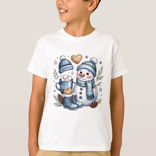 Camiseta Muñeco de nieve acogedor de invierno  (Anverso)