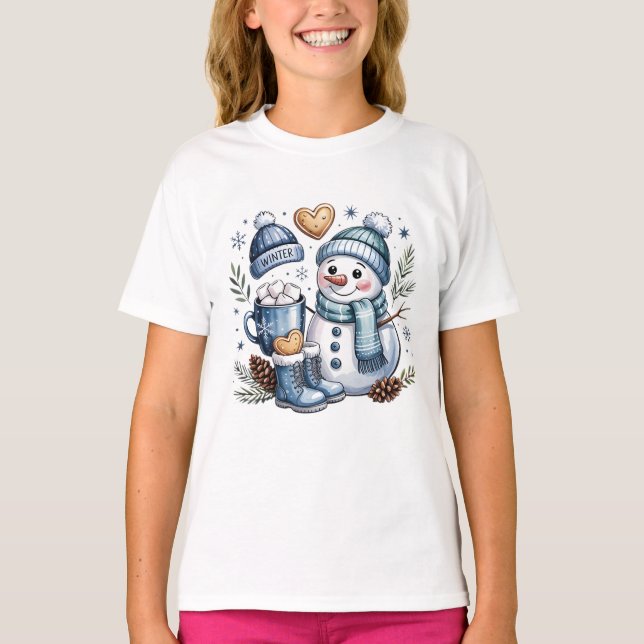 Camiseta Muñeco de nieve acogedor de invierno  (Anverso)