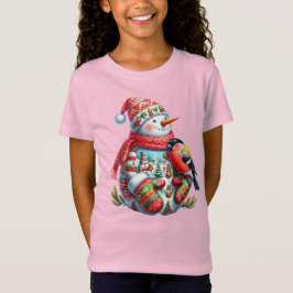 Camiseta Muñeco de nieve con pájaro, Navidad, Autor Natasha