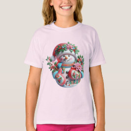 Camiseta Muñeco de nieve con poinsettias, Navidad, Autor Na