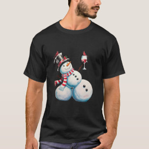 Camiseta Muñeco de Nieve con Vino Navidad Regalo Divertido