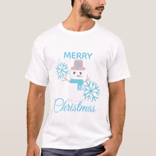 Camiseta Muñeco de nieve Copos de nieve Rosa Azul