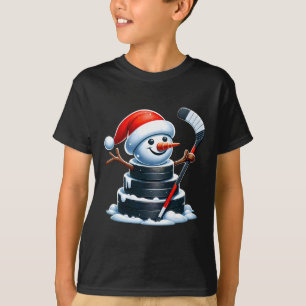 Camiseta Muñeco de nieve de disco de hockey sobre hielo de