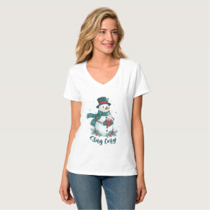 Camiseta Muñeco de Nieve de Invierno Acogedor Con Cacao Cal